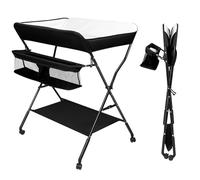 Combi à langer pour bébé - Commode à langer pliable, table à langer mobile avec matelas à langer, ceinture de sécurité et compartiments de rangement, peu encombrante et stable, 80 x 66 x 98 cm (86 x