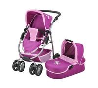 Combi Coco Violet Rose Licorne pour poupée - Set Landau et Poussette et Une Carte Tigre - poignée réglable 41 à 71 cm - Accessoire Poupon