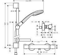 Combi Croma 100 Multi 0,90m/Ecostat 1001 SL chromé