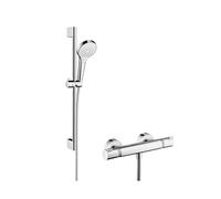 hansgrohe Croma Select S systÃšme de douche en surface Vario avec Ecostat Thermostat confort et barre de douche 65 cm, 27013400, blanc/ chrome - 27013400