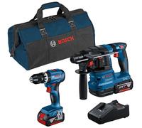 Bosch Professional 18V System combi-kit : Perceuse-visseuse à percussion GSB 18V-45 + perforateur GBH 18V-22 (avec 2 batteries 4,0 Ah, chargeur rapide GAL 18V-40, sacoche d’outils)