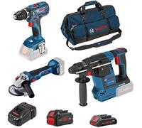 Combi-kit 3 outils 18V : GSR + GWS + GBH + 2 batteries ProCORE18V (1 de 4,0 Ah + 1 de 8,0 Ah) + chargeur GAL + sac à outils