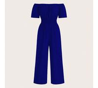 Combi-pantalon À Jambes Droites, Taille À Cordon De Serrage, Épaules Dénudées Et Couleur Unie L,M,S,XLUnicoloreTissu tissé