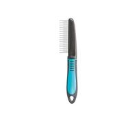 TRIXIE Démêleur de pelage Peigne combiné pour démêler et lisser le pelage - contre l'emmêlement du poil de couverture et du sous-poil - pour différents types de pelage - manche plastique caoutchouté - noir/bleu - 22 cm - 23773