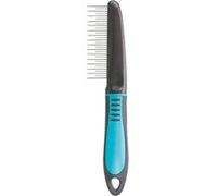 Trixie Peigne démêleur Combi TR-23773 – dents courtes et longues, manche caoutchouté noir/bleu 22 cm