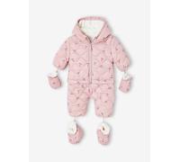 VERTBAUDET Combi-pilote avec moufles et chaussons bébé 2 en 1 mauve 24M(86CM)