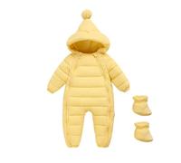 Combi Pilote Bebe Garcon Enfant Fleece Chaud À Capuche Barboteuse Habit De Neige avec Gants Col De Fourrure Coupe-Vent 0-12 Mois Nouveau-Né Rompers Ensemble