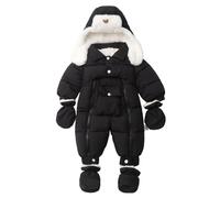 Combi Pilote Bebe Garcon Enfant Hiver De Neige Manches Longues Veste Jumpsuit Col De Fourrure avec Gants Coupe-Vent Nouveau-Né 0-12 Mois Manteau Ensemble