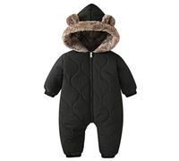 Combi Pilote Bebe Garcon Enfant Polaire De Ski Chaud Manches Longues Hiver Barboteuse Veste Étanche Couleur Unie Rembourré Col De Fourrure Coupe-Vent Encapuchonné Playsuit Manteau