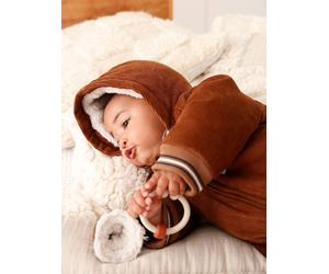 Combi-pilote en velours côtelé bébé avec pieds et moufles détachables beige 36M(97CM)