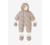 Combi-pilote fleurie bébé doublée polaire beige clair imprime 9M(71CM)