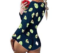 Combi-Short Femme Body Combinaison Casual Sexy à Manches Longues Été Barboteuse Pyjama à Col en V Imprimée Grand Taille Combi Décontracté Chic Jumpsuit de Sport de Yoga Femme