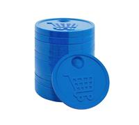 CombiCraft jeton de Caddie Plastique, Format de 50 centimes, jeton de Caddie Bleu, Emballage de 100 pièces, Adapter pour Chariots de supermarché, casiers, casiers de Piscine et Plus