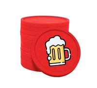 CombiCraft Jetons de Consigne en Plastique, en Rouge avec Impression d’Une bière pour fêtes et événements avec Un diamètre de 29 mm, Emballage de 100 pièces