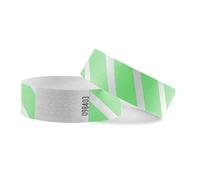 Combicraft Striped Blanco Tyvek Wists Bands vert, emballage ou 100 pièces, puissant bande collante avec des coutures de sécurité, idéale pour le contrôle de l'âge et le contrôle d'accès aux événements