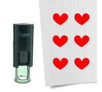 Combicraft tampon coeur 10 mm rond - Ink rouge - coussin de tampon rechargeable interne - prête pour les cartes d'épargne, les journaux de balles ou d'autres projets créatifs