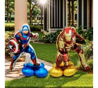 Combinaison 3D Marvel Iron Man Captain America, 92x107cm, ballon en aluminium, jouet de héros de dessin animé, cadeau, décoration de fête d'anniversaire style-2