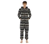 Combinaison à capuche pour homme et adulte - Manches longues et col rond - Combinaison de nuit pour homme - Combinaison sexy - Combinaison tout-en-un pour homme, Noir , XL