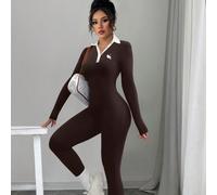 Combinaison à col roulé bicolore avec broderie chevalier, manches longues L,M,S,XLBlocs de couleurÉtoffe