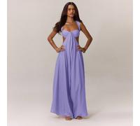 Combinaison à jambes ultra larges, décolleté drapé avec bonnets, côtés découpés, dos ouvert. Tenue bohème chic pour vacances, plage, mariage, soirée. Élégante pour l'été comme pour l'automne-hiver. Co