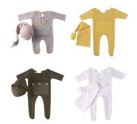 Combinaison À Manches Courtes Pour Bébé, Sweat-Shirt Respirant, Bonnet Doux Tricoté, Accessoires Photo Pour Nourrissons