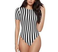 Combinaison à rayures noires et blanches pour femmes - Body basique pour adulte - Pyjama de couleur unie pour vêtements de nuit