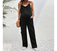 Combinaison ample d'été pour femme enceinte, de couleur unie, casual, avec jambes larges et poches L,M,S,XL,XXLUnicoloreTissu tricoté