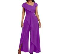 Combinaison Ample Femme - Pantalon De Couleur Unie à Col éLéGant Et à TempéRament Simple pour Dames Combishort Jean