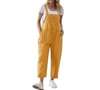 Combinaison ample pour femme - Couleur unie - Tendance - Décontractée - Combinaison isolée, jaune, M