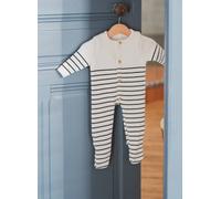 Combinaison Bébé À Pieds - Collection «petits Marins» Ecru Rayé Marine 3/6M(60/67)