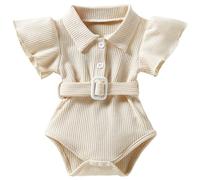 Combinaison Bebe - Body D'Été pour Bébé Garçon, Combinaison en Tricot Respirant, Ouverte sur Le Devant, avec Ceinture, Tenue Décontractée pour Nourrissons Et Tout-Petits