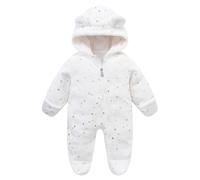 Combinaison Bébé Hiver Polaire à Fermeture éclair Barboteuse à Capuche à Manches Longues Combinaison de Neige Bébé Combinaisons à Capuche Une Pièce Bébé Garçon et Fille (Rose/50cm)