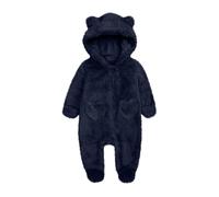 Combinaison Bebe Hiver Polaire Chaude Combinaison Bébé à Capuche avec Oreilles d'ours et Petite Poche en Forme de Cœur Manches Longues Pyjama de Neige Une Pièce pour 0-12 Mois (Navy, 6-9 Months)