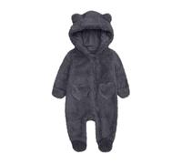 Combinaison Bebe Hiver Polaire Chaude Combinaison Bébé à Capuche avec Oreilles d'ours et Petite Poche en Forme de Cœur Manches Longues Pyjama de Neige Une Pièce pour 0-12 Mois (Grey, 0-3 Months)