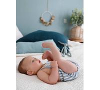 Combinaison bébé naissance forme barboteuse bleu chambray rayé 9M(71CM)