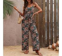 Combinaison-camisole Pour Femmes À Col En V À Impression Intégrale, Convient Pour L'été, Les Vacances Et La Plage L,M,S,XL,XS,XXLFloral,imprimé floralTissu tissé