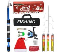 Combinaison canne à pêche et moulinet | Équipement de pêche en eau salée d'eau douce - Équipement d'appât d'ange de pêche de Noël pour amis, hommes, pêcheurs, adultes, garçons, père, lac, ruisseau et