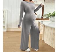 Combinaison casual ample à manches longues et épaules asymétriques pour femmes enceintes, couleur unie L,M,S,XL,XS,XXL,XXS,XXXL,XXXXLUnicoloreTissu tricoté