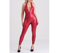 Combinaison catsuit similicuir à lacets Fierce rouge S