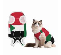 Combinaison chirurgicale pour chien et chat avec drapeau soudanais, 100 % coton respirant avec imprimés mignons, alternative au cône pour le soin des plaies stérilisées, animaux domestiques mâles et