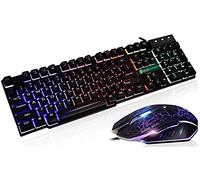 Combinaison Clavier et Souris de Jeu, 104 Touches, lumière colorée étanche et Durable (Couleur : Noir) (Noir)