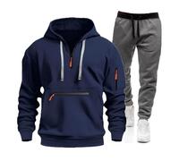 Combinaison complète pour homme, combinaison de gymnastique, pour homme, d'hiver en peluche complète de sport, pull à capuche et pantalon, deux pièces, ensemble de suivi, sweat à fermeture éclair,
