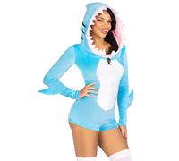 Combinaison courte à capuche femme Leg Avenue Comfy Shark Bleu L