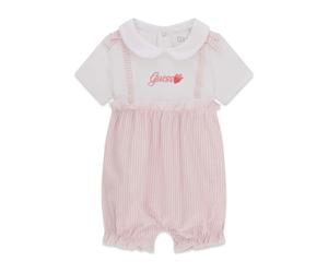 Combinaison courte bÃ©bÃ© fille Guess Mixed Fabric Blanc 6/9 mois