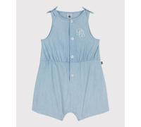 Combinaison courte bébé en chambray Petit Bateau - bleu - Taille 6 mois 6M bleu