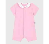 Combinaison courte bébé en coton, caurs brodés au col Petit Bateau - rose - Taille 12 mois 12M rose clair
