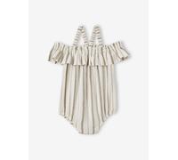 Combinaison courte bébé rayée ivoire rayé 1M(54CM)