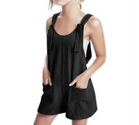 Combinaison courte d'été unie pour fille (noir, 11-12 ans)