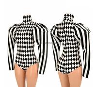 Combinaison de bain Dark Clown Buffon à manches longues Victoria Joker Lattice, style cirque, sexy, pour club et vacances, maillot de bain de plage With shoulder pads