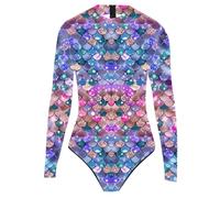 Combinaison de Bain Une Pièce Femme Manches Longues Printemps Été Imprimé Numérique 3D Motif Écailles de Poisson Design Réaliste et Tendance pour Piscine Plage ou Vacances